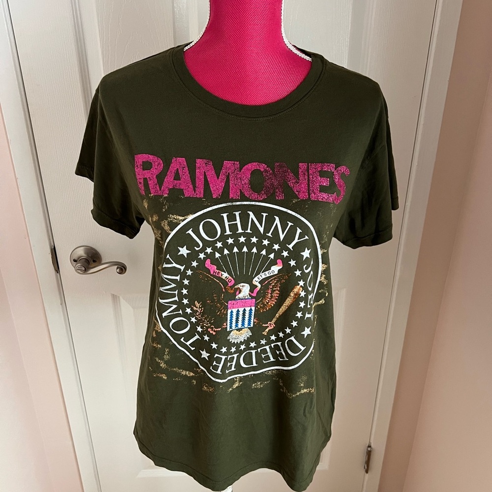 LetLuv by Anthropologie Olive Green Ramones Rocket Tee Size M